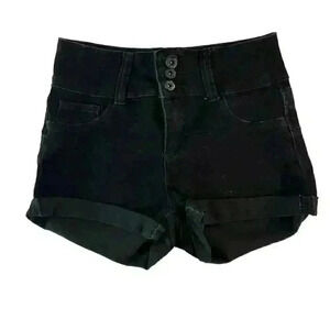 BLUE SAVVY BLACK HIGH RISE BUTTON ZIP CLOSURE ROLL UP HEM SIZE 7/28